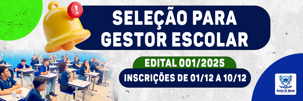 Página da Abertura do Processo Seletivo para vagas do cargo de Gestor Escolar